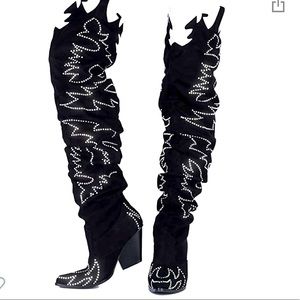 Over the knee block heel boots
